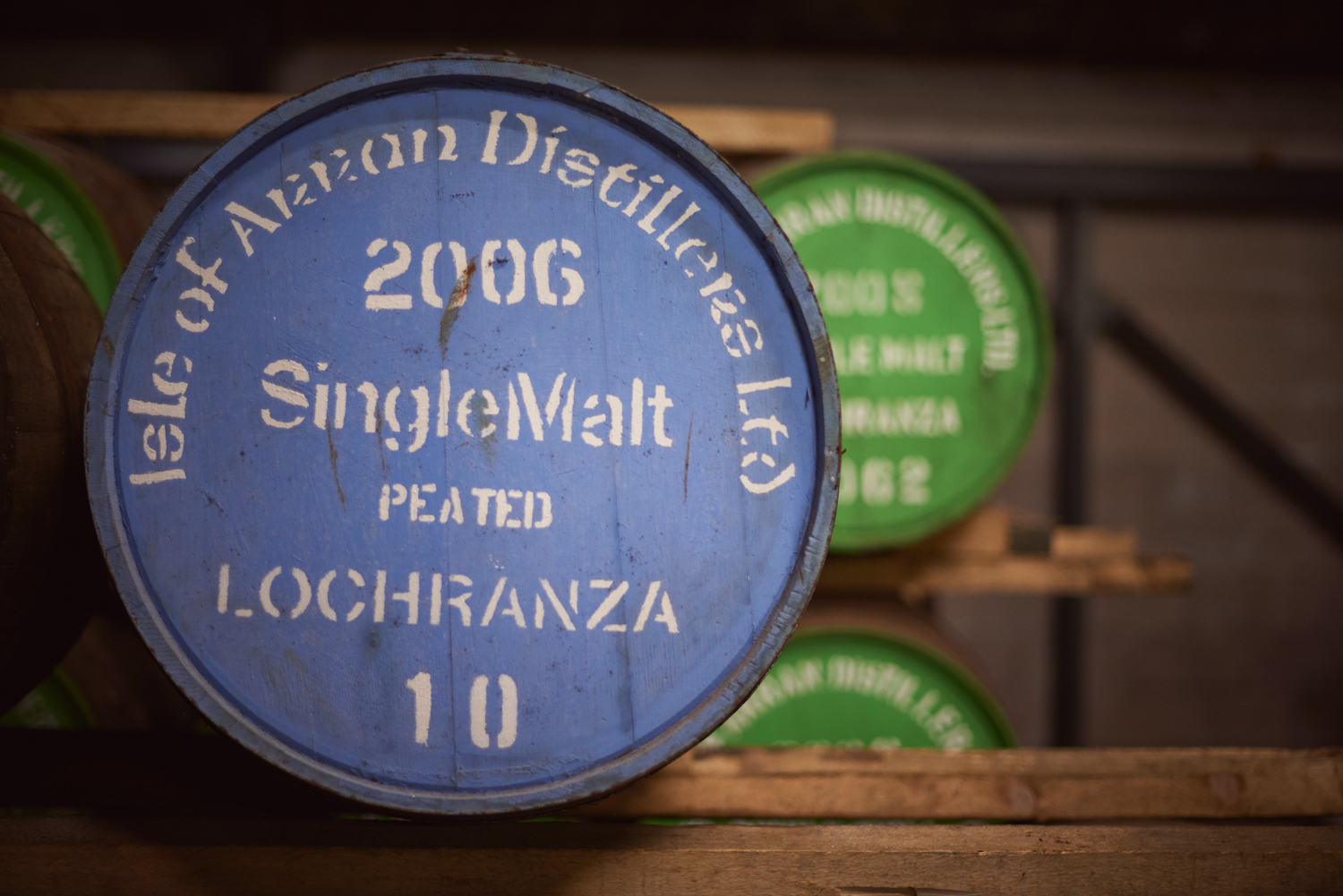 Whisky barrels close up