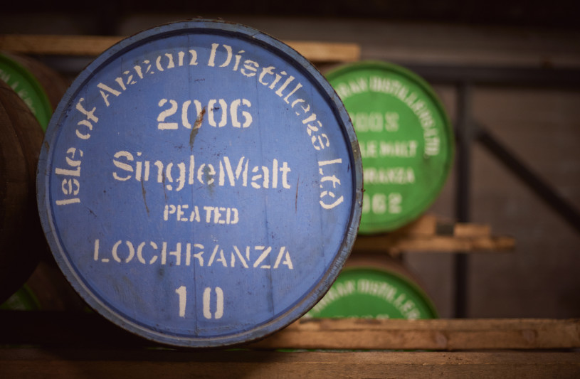 Whisky barrels close up