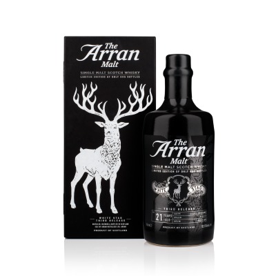 Arran white stag bottle and box listing rebrand