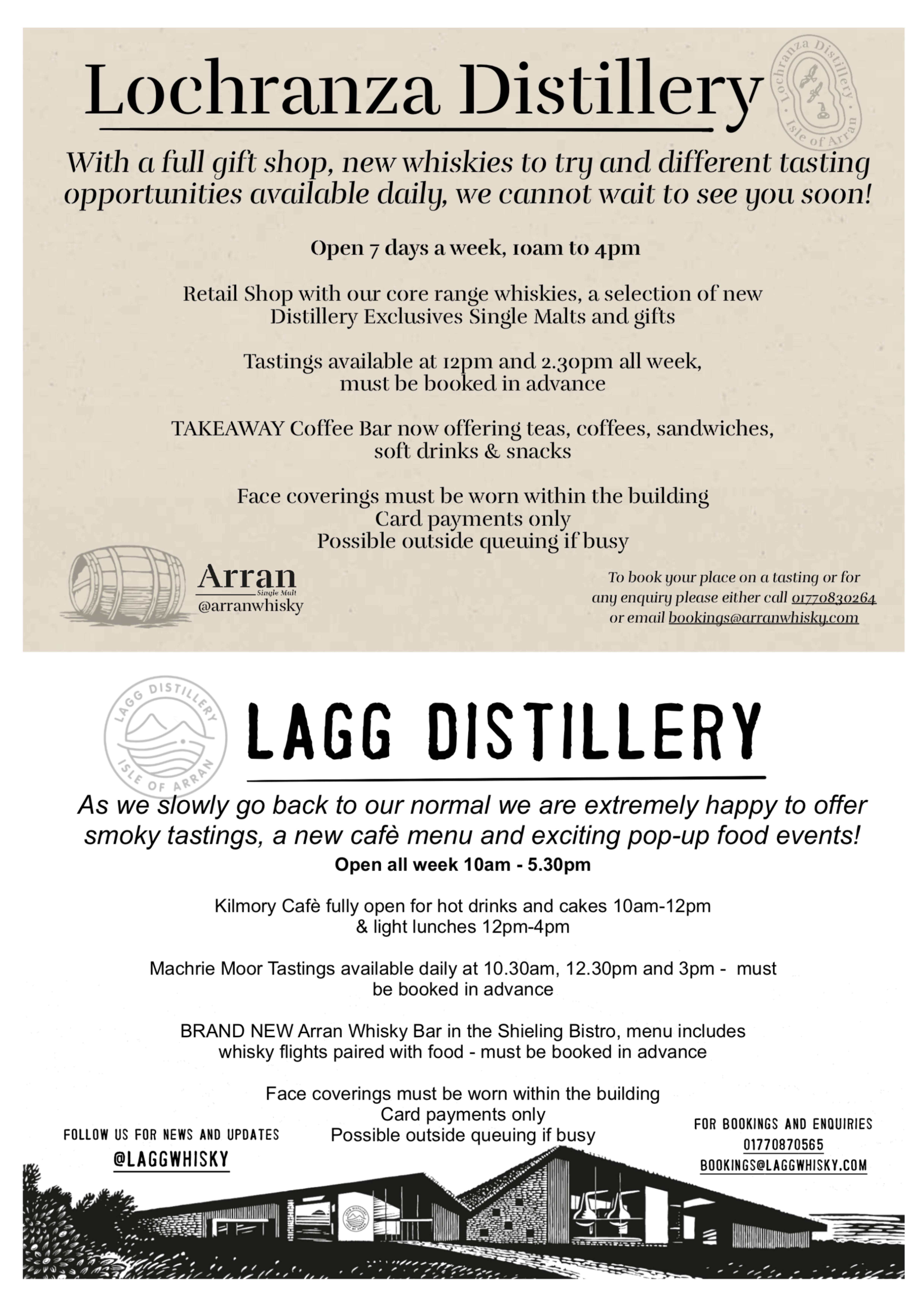 Lagg & Lochranza Tastings Oct 2020