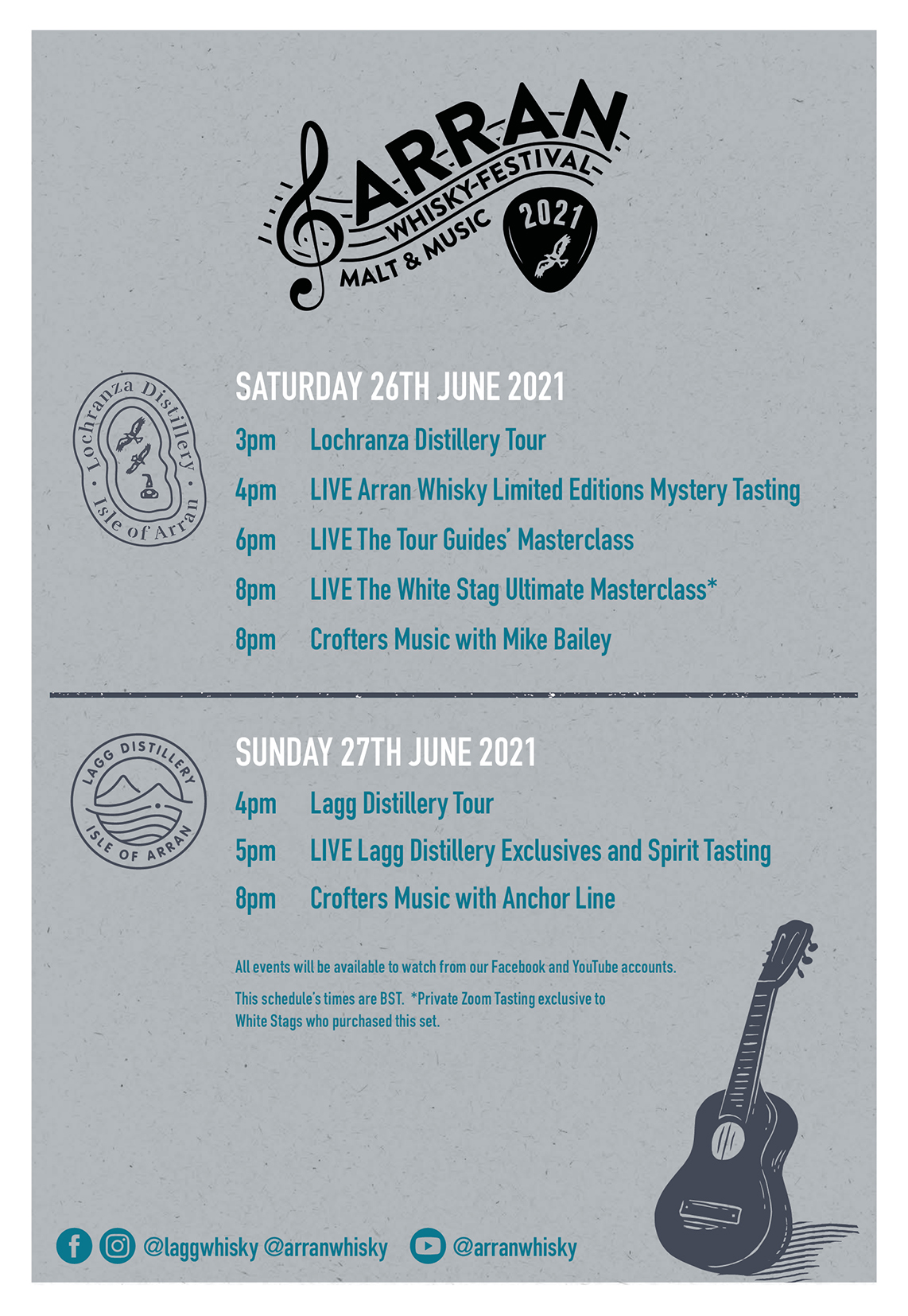 Arran Whisky Festival Malt & Music Flyer 2021