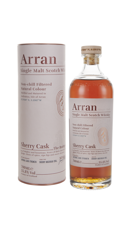 Sherry cask bottle and box product detail rebrand