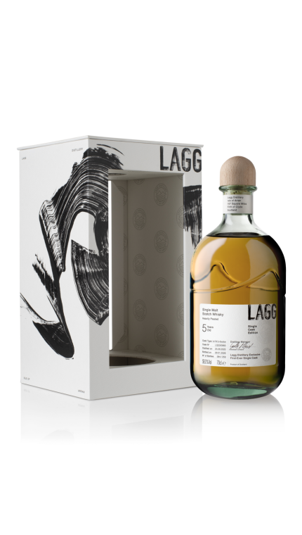 Lagg 2026 5yo single cask bottle box 45deg 1000x1000 png 72dpi product detail rebrand