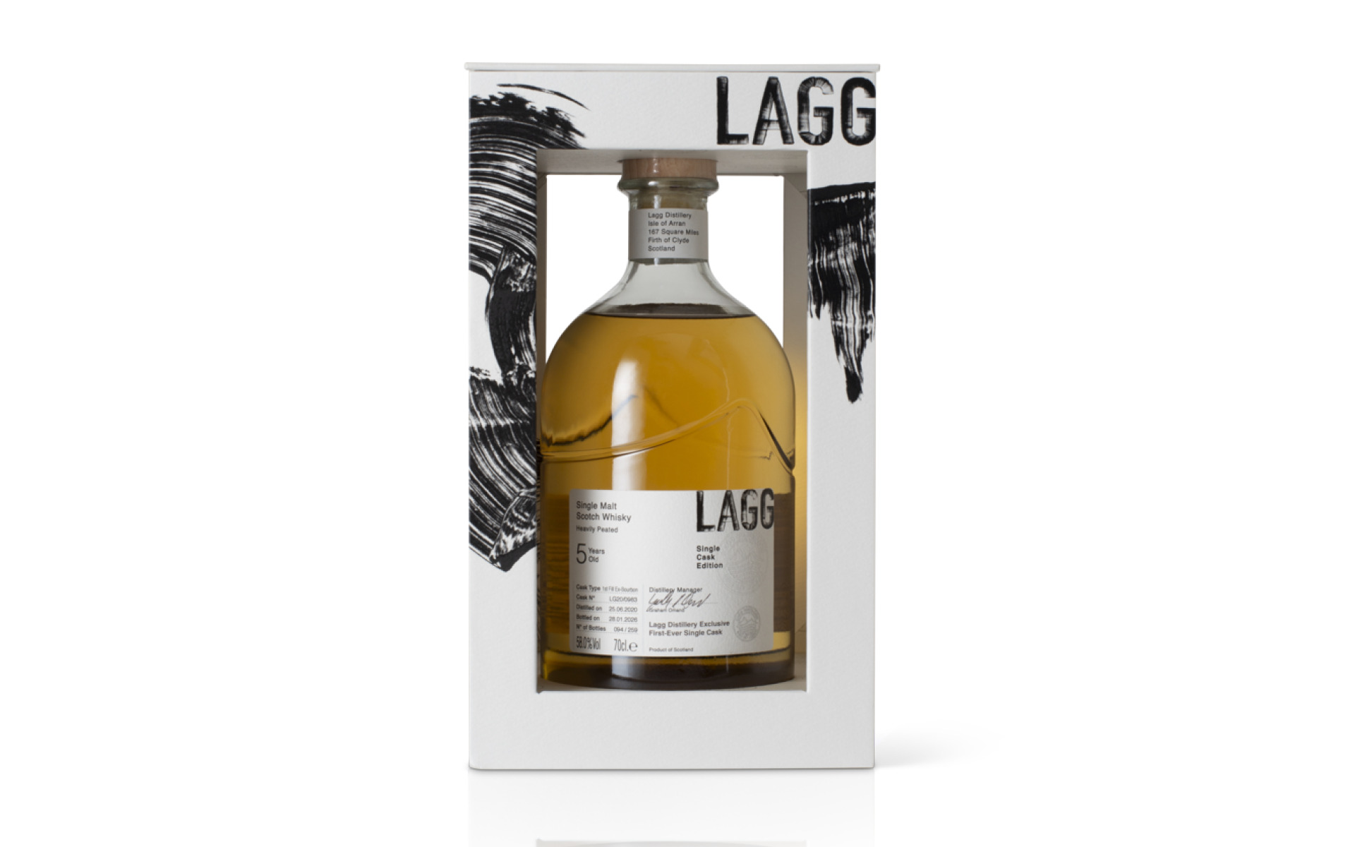 Lagg 2026 5yo single cask bottle in box front 1000x1000 png 72dpi gallery rebrand
